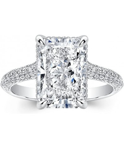 Radiant Cut Promise Ring for Women, Engagement Rings for her, 18K White Gold Plated Silver Ring 5 7.0ct(Solitaire) $40.70 Rings