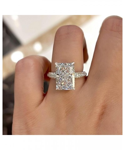 Radiant Cut Promise Ring for Women, Engagement Rings for her, 18K White Gold Plated Silver Ring 5 7.0ct(Solitaire) $40.70 Rings