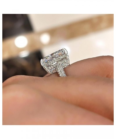 Radiant Cut Promise Ring for Women, Engagement Rings for her, 18K White Gold Plated Silver Ring 5 7.0ct(Solitaire) $40.70 Rings