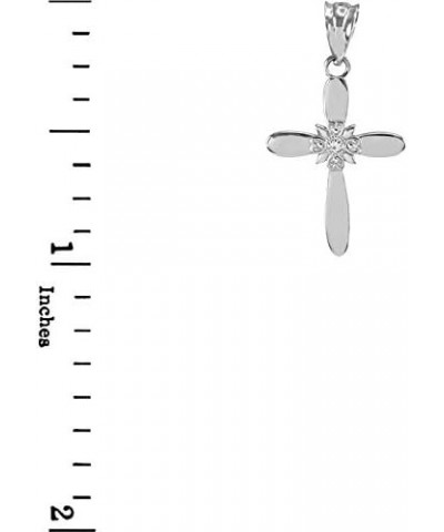 14K White Gold Diamond Accented 1" Solitaire Natal Starburst Flower Petal Cross Crucifix Pendant (?-? Color, I1 Clarity) $46....