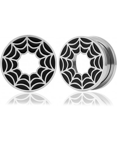 2PCS Cobweb Ear Tunnels Plugs 316 Stainless Steel Ear Gauges for Stretched Hypoallergenic Earrings Expanders Piercing Body Je...