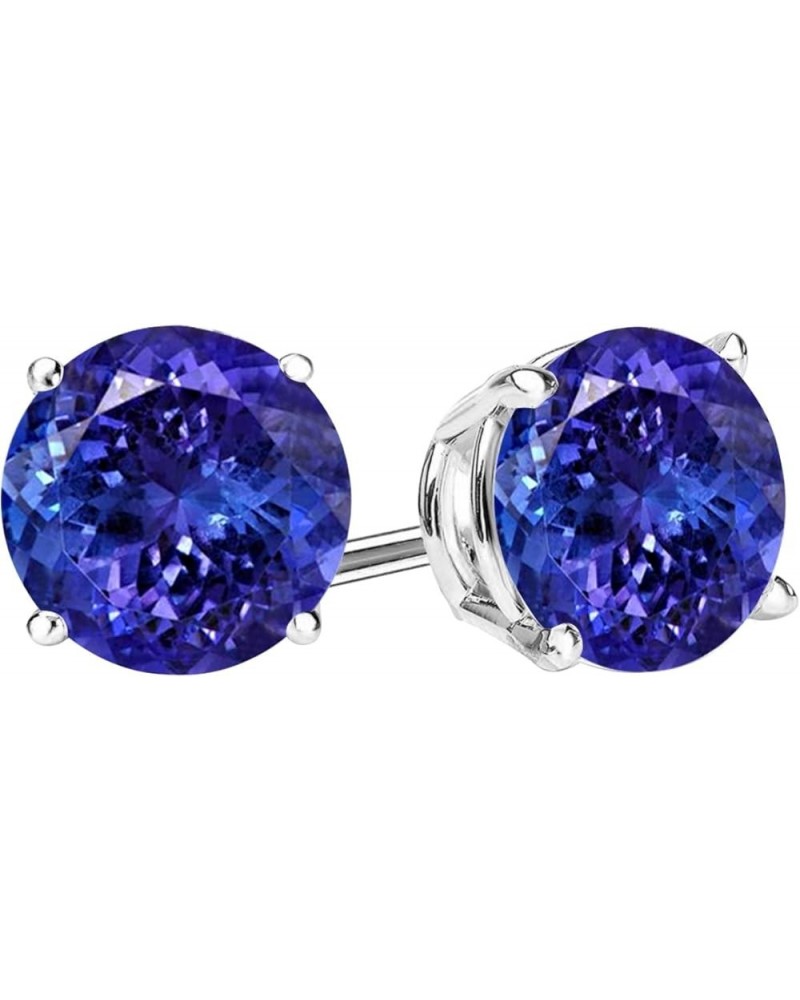 1/2-10 Carat Total Weight Natural Tanzanite Stud Earrings 4 Prong Push Back 3.0 Carat 14K White Gold $1.00 Earrings