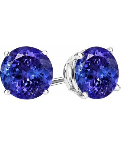 1/2-10 Carat Total Weight Natural Tanzanite Stud Earrings 4 Prong Push Back 3.0 Carat 14K White Gold $1.00 Earrings