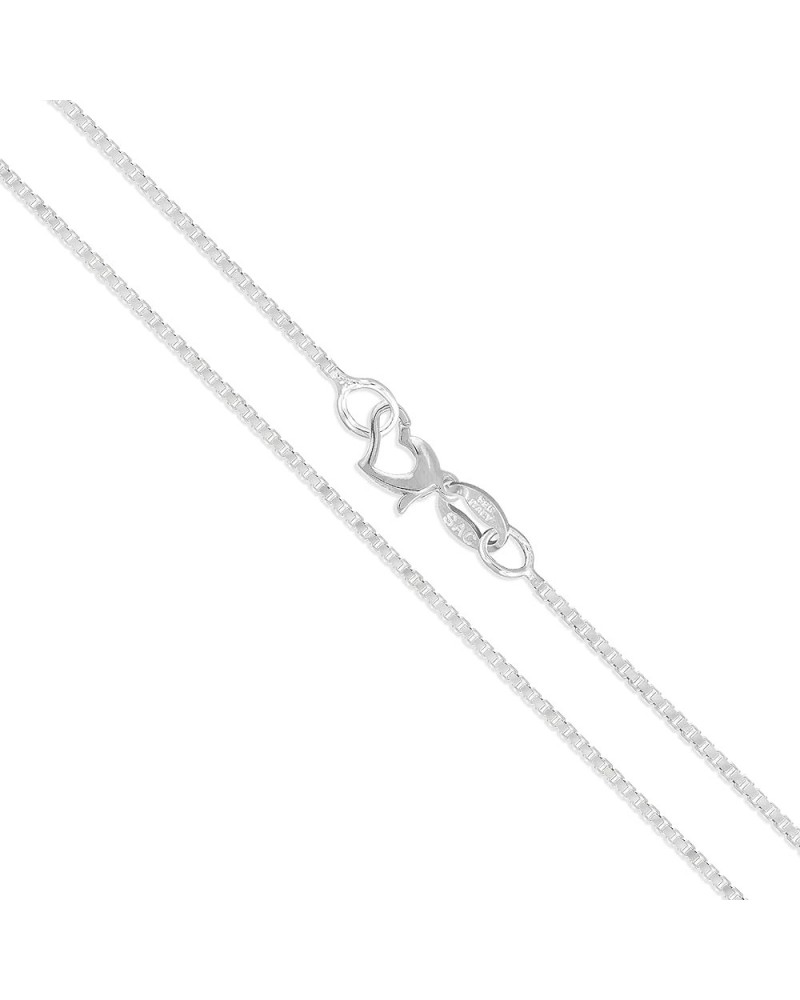 CHOOSE YOUR CLASP Sterling Silver 1.3mm Box Chain Necklace 22.0 Inches Heart Clasp $15.68 Necklaces