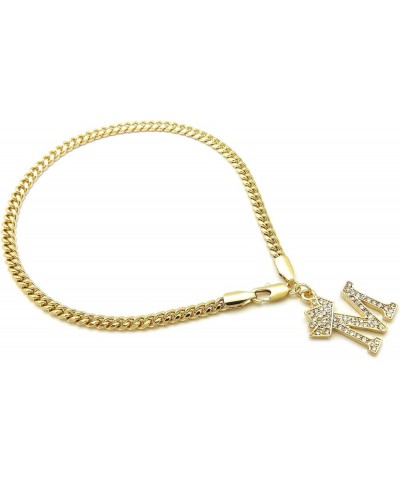 Women Girls Fashion Stone Filled Initial Letter Charm 4mm 10" Cuban Chain Anklet Ankle Bracelet Gold - M $10.70 Anklets