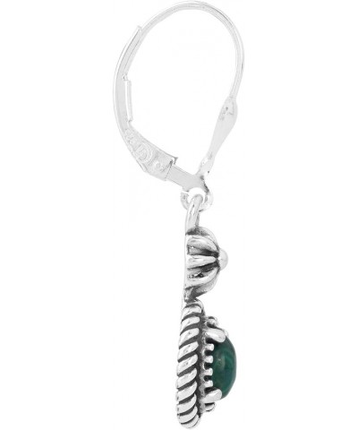 American West Sterling Silver Women's Dangle Earrings Choice of Gemstone Color Floral & Rope Design Green Malachite $26.46 Ea...