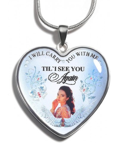 Personalized Memorial Photo Heart Necklace: Silver Customzied Your Own Picture Memory Snake Chain Pendant, Gift for Couples M...