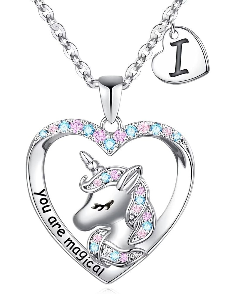 Unicorns Gifts for Girls Teen Girls, 14K White Gold Plated CZ Heart You Are Magical Unicorn Necklace Girls Jewelry Initial Un...