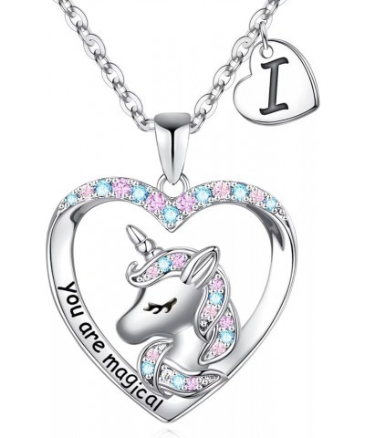 Unicorns Gifts for Girls Teen Girls, 14K White Gold Plated CZ Heart You Are Magical Unicorn Necklace Girls Jewelry Initial Un...