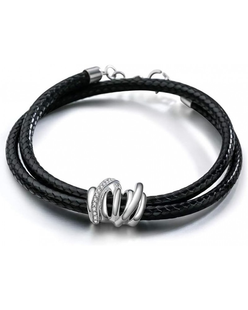 925 Sterling Silver Bracelet for Women Adjustable Vintage Leather Wrap Bracelets Fashion Jewelry Trendy Gift CZ Bracelets $12...