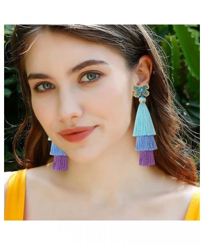 Fashion Tassel Dangle Earrings for Women Boho Holiday Festive Earrings Colorful Tiered tassel Earrings Bohemian Jewelry for W...