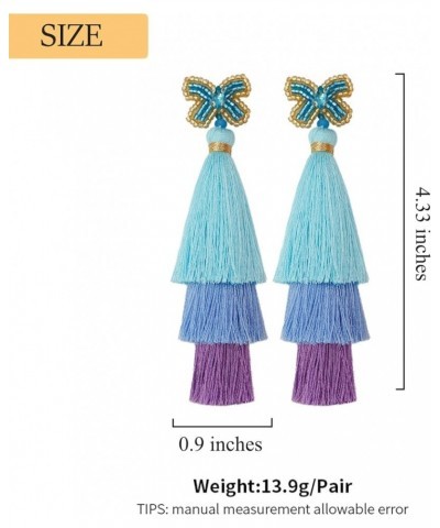 Fashion Tassel Dangle Earrings for Women Boho Holiday Festive Earrings Colorful Tiered tassel Earrings Bohemian Jewelry for W...