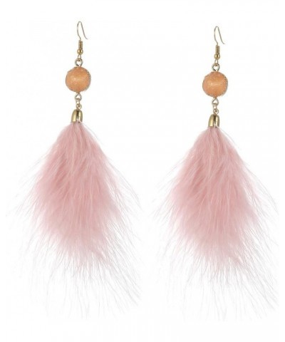 Feather Earrings for Women Long Dangle Earrings Bohemian Feather Tassel Earrings Pink $8.54 Earrings