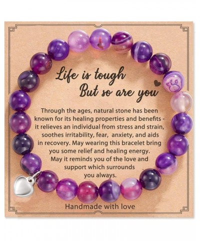 Healing Crystal Bracelet for Women Pink Beaded Bracelet Anti-Anxiety Bracelet Trendy Jewelry Gift for Girls E1:Purple $13.77 ...