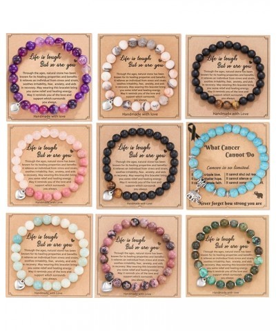 Healing Crystal Bracelet for Women Pink Beaded Bracelet Anti-Anxiety Bracelet Trendy Jewelry Gift for Girls E1:Purple $13.77 ...