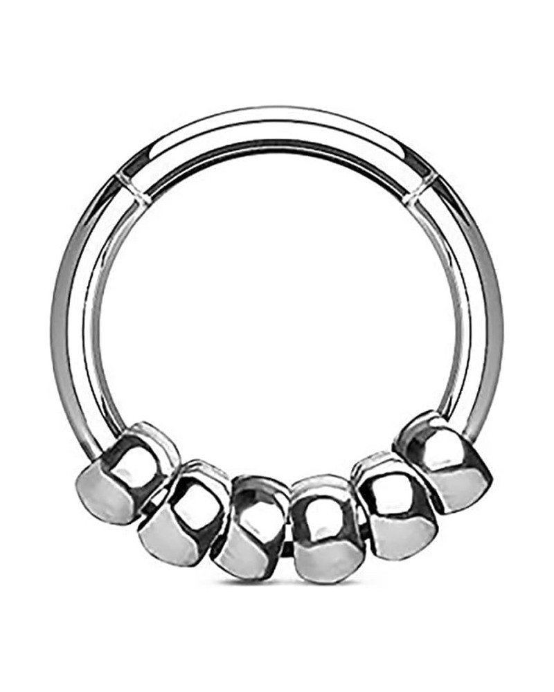 16 g 8 mm Surgical Steel Hinged Segment Septum Nose Ring Hoop Piercing/Cartilage Earring for Women or Men (Choose style/Color...