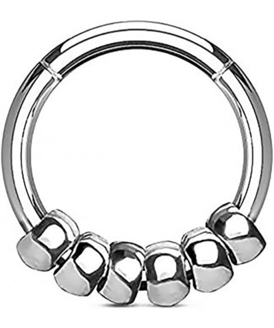 16 g 8 mm Surgical Steel Hinged Segment Septum Nose Ring Hoop Piercing/Cartilage Earring for Women or Men (Choose style/Color...