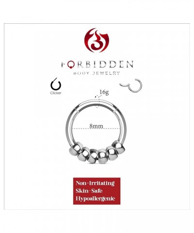 16 g 8 mm Surgical Steel Hinged Segment Septum Nose Ring Hoop Piercing/Cartilage Earring for Women or Men (Choose style/Color...