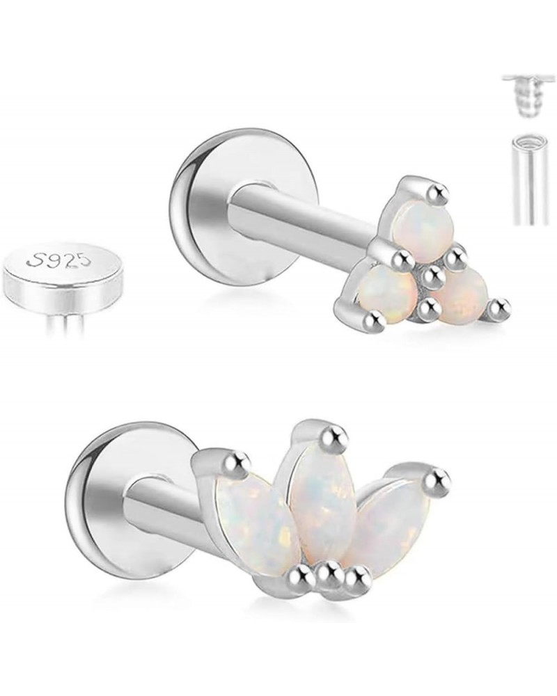 925 Sterling Silver Opal Labret Studs 16G Labret Jewelry Labret Internally Threaded Earring Helix Studs Tragus Cartilage Conc...