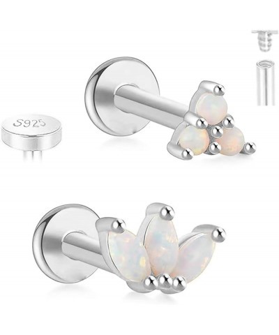 925 Sterling Silver Opal Labret Studs 16G Labret Jewelry Labret Internally Threaded Earring Helix Studs Tragus Cartilage Conc...