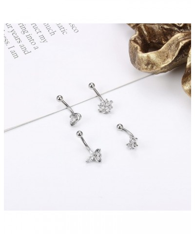 16G Stainless Steel Daith Rook Earring Belly Lip Ring Cartilage Tragus CZ Body Piercing Curved Barbell Eyebrow Rings 8mm Silv...