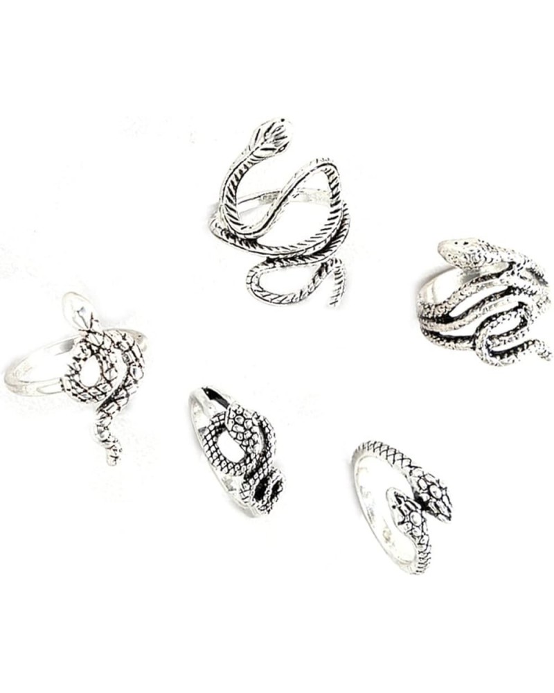 4Pcs Punk Gothic Reptile Serpent Snake Stackable Ring Set for Women Girl Men Boy Teen Friend Vintage Animal Cobra Statement F...