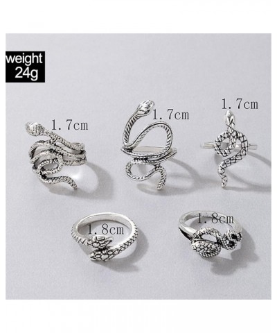 4Pcs Punk Gothic Reptile Serpent Snake Stackable Ring Set for Women Girl Men Boy Teen Friend Vintage Animal Cobra Statement F...