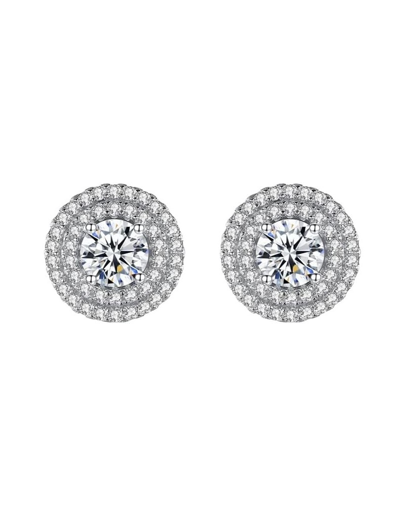 925 Sterling Silver Stud Earrings: Cubic Zirconia Earring for Women Teen Girls Round $11.50 Earrings