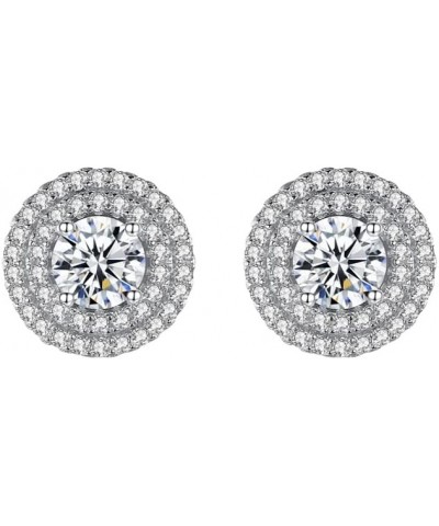 925 Sterling Silver Stud Earrings: Cubic Zirconia Earring for Women Teen Girls Round $11.50 Earrings