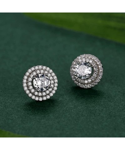 925 Sterling Silver Stud Earrings: Cubic Zirconia Earring for Women Teen Girls Round $11.50 Earrings