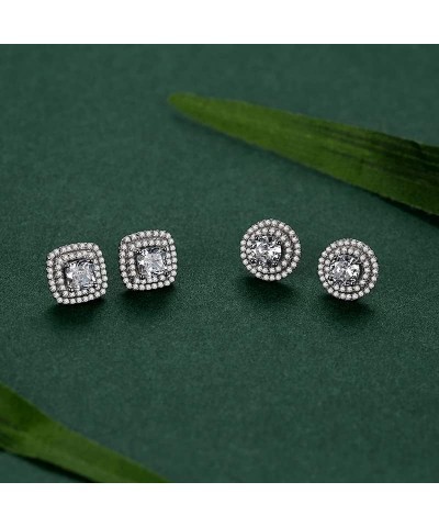 925 Sterling Silver Stud Earrings: Cubic Zirconia Earring for Women Teen Girls Round $11.50 Earrings