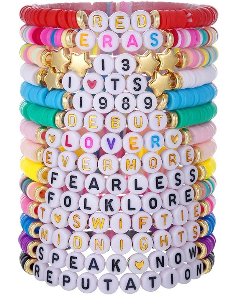 Taylor Love Bracelet, 1989 Anti-Hero Fearless Midnight Bracelets for Women Girls, Rope Weaving Colorful Letter Beads Adjustab...