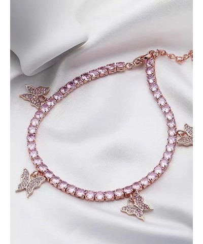 Crystal Butterfly Anklet for Women Rhinestone Butterfly Charm Anklet for Girls Trendy Butterfly Chain Anklet Butterfly Ankle ...