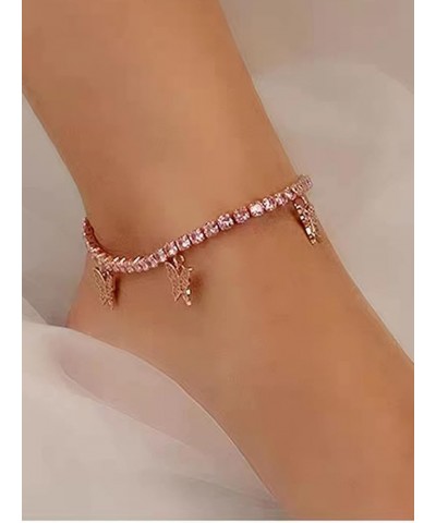 Crystal Butterfly Anklet for Women Rhinestone Butterfly Charm Anklet for Girls Trendy Butterfly Chain Anklet Butterfly Ankle ...