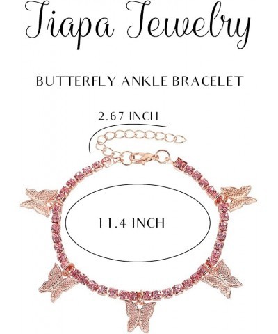 Crystal Butterfly Anklet for Women Rhinestone Butterfly Charm Anklet for Girls Trendy Butterfly Chain Anklet Butterfly Ankle ...