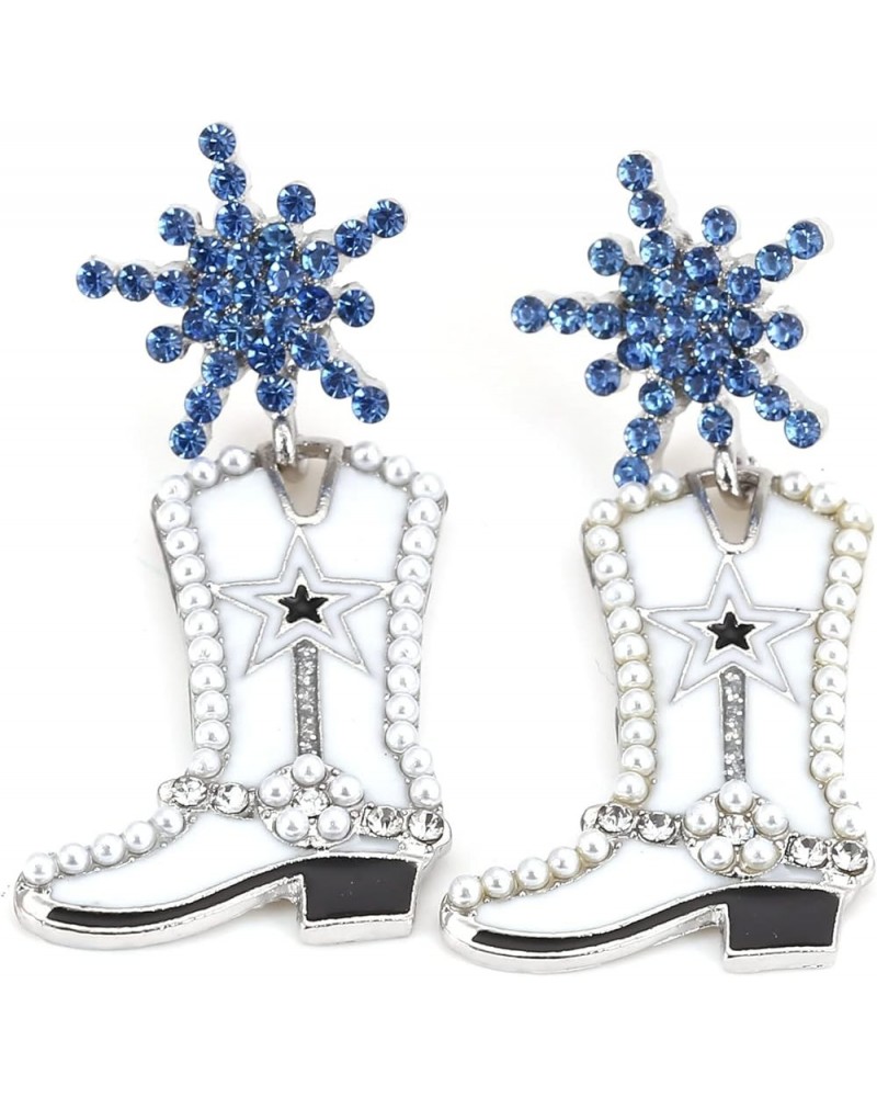 Western Beaded Cowgirl Cowboy Boot Drop Dangle Earrings for Women Girls Y2k Colorful Rhinestone Snowflake Stud Earrings Shinn...