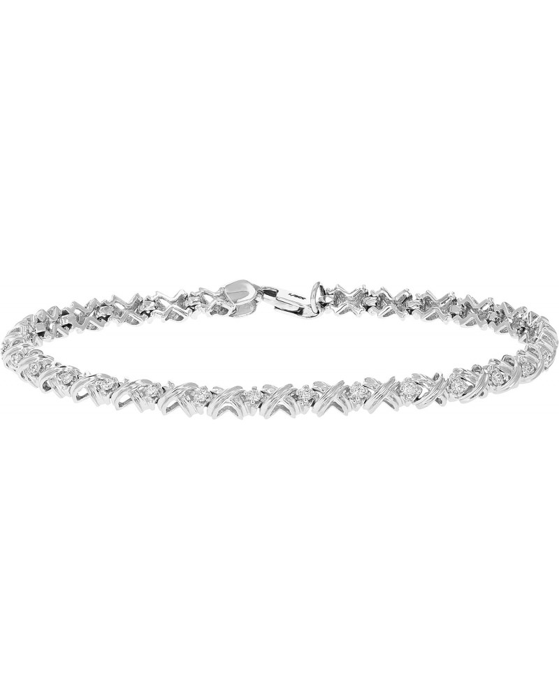 1/2 cttw Diamond Bracelet 10K White Gold Round Prong Set XOXO 7 Inch $211.50 Bracelets