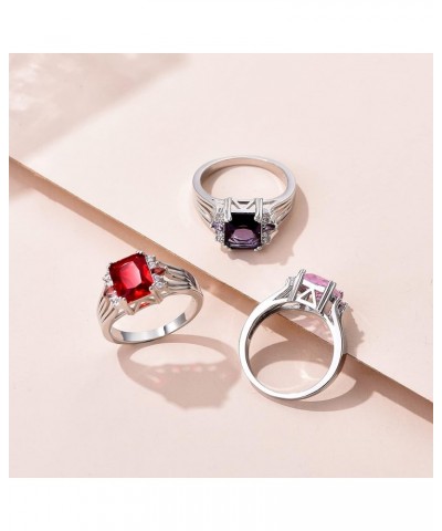 6 Colors Square Cubic Zirconia Engagement Rhinestone Rings for Women 7 Purple $7.97 Others