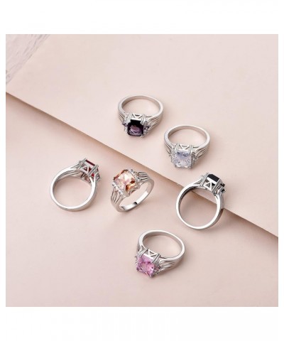 6 Colors Square Cubic Zirconia Engagement Rhinestone Rings for Women 7 Purple $7.97 Others