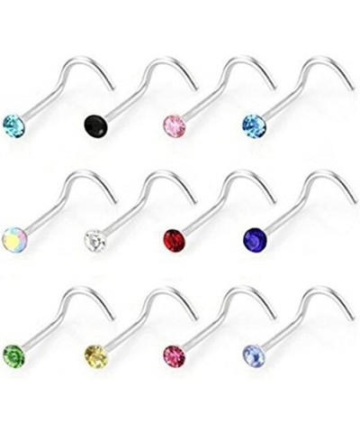 Nose Rings Studs L Shape Nose Screw Surgical Stainless Steel Nose Rings Hoop Diamond Hypoallergenic Nostril Nose Piercing Jew...