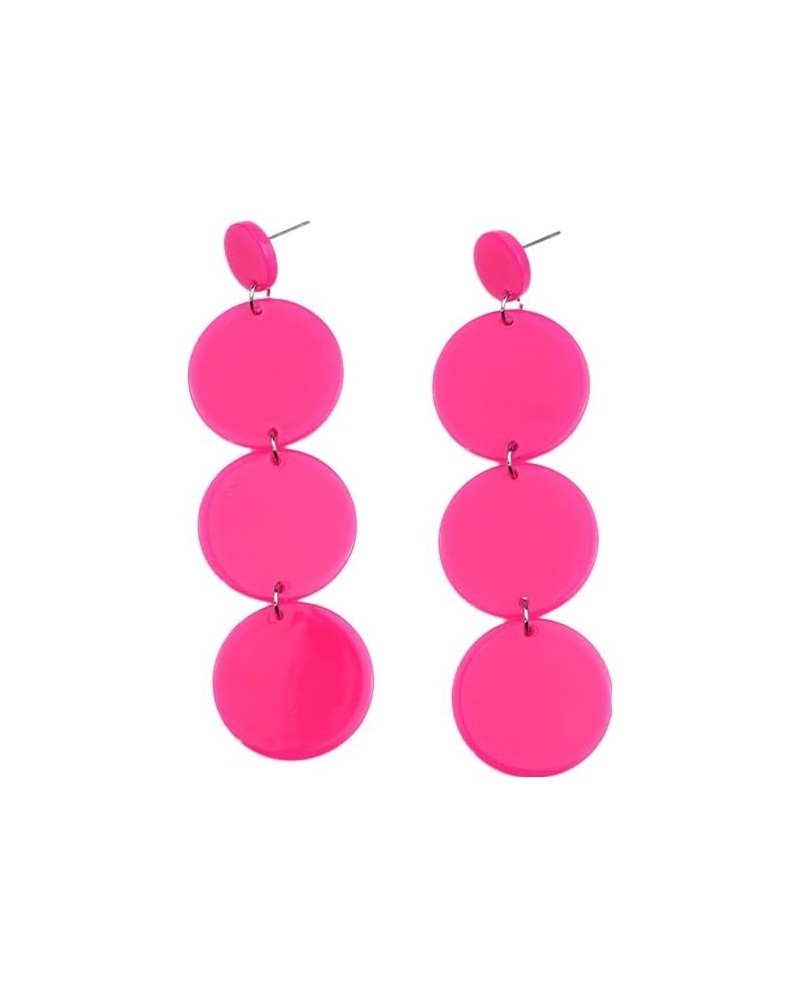 Hollow Round Acrylic Dangle Earrings Transparent Geometric Multi-Color Fashion Earrings for Women Girls 4 Rounds Pink $8.39 E...