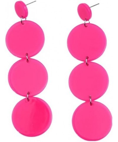 Hollow Round Acrylic Dangle Earrings Transparent Geometric Multi-Color Fashion Earrings for Women Girls 4 Rounds Pink $8.39 E...