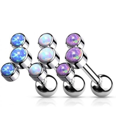 16G G23 Implant Grade Titanium Triple Synthetic Opal Cartilage Helix Stud Earring Purple $9.43 Body Jewelry