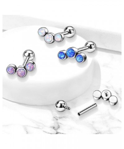 16G G23 Implant Grade Titanium Triple Synthetic Opal Cartilage Helix Stud Earring Purple $9.43 Body Jewelry