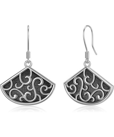 925 Sterling Silver Filigree Dangle Drop Earrings Round Wave Dangle Earrings, For Sensitive Ears Minimalist Design Gift Vinta...