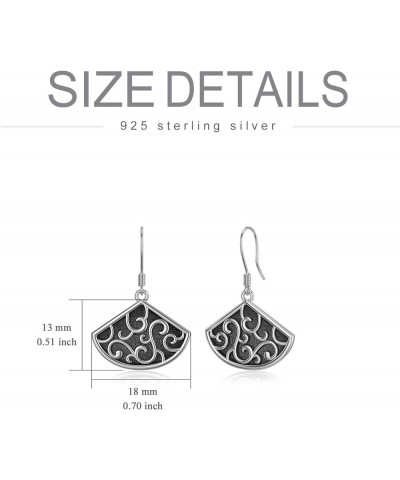 925 Sterling Silver Filigree Dangle Drop Earrings Round Wave Dangle Earrings, For Sensitive Ears Minimalist Design Gift Vinta...