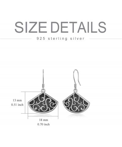 925 Sterling Silver Filigree Dangle Drop Earrings Round Wave Dangle Earrings, For Sensitive Ears Minimalist Design Gift Vinta...