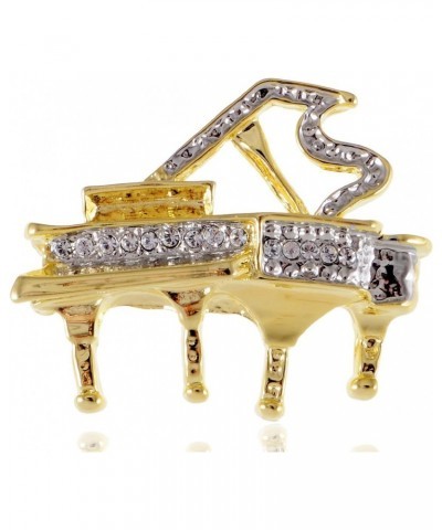 Golden Tone Sparkly Clear Crystal Rhinestones Grand Piano Enamel Brooch Pin $10.75 Brooches & Pins