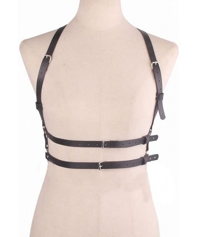 Punk Black PU Leather Body Layered Belly Harness Waist Chain Rave Belt Straps Body Chain Adjustable Body Jewelry double $7.50...