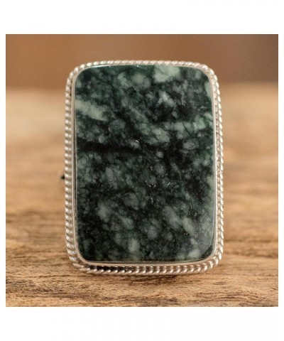 Artisan Handmade Jade Cocktail Ring Collectible Modern .925 Sterling Silver Green Guatemala Cypress 'Maya Princess' $29.90 Rings